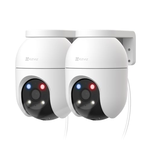 5MP Pan&Tilt Überwachungskamera Aussen WLAN, 360° PTZ, Personen-/Fahrzeugerkennung, Zwei-Wege-Audio, Automatische Verfolgung, Farbnachtsicht, 2,4/5GHz WLAN 6, Wetterfest, C8c 3K 2er Pack