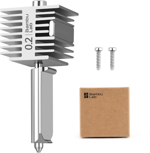 for Bambu Lab A1 .02 Nozzle for Bambu A1 Nozzle A1 Hotend Assembly for Bambu Lab A1 Hotend for Bambu A1 Hot End, 0.2 Hotend Hardened Steel 0.2mm Nozzle High Flow Stainless Steel Nozzle, Silver