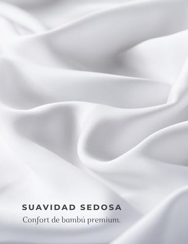 bienDo Duvet Cover Set 240 x 220 cm, Bamboo (400 Thread Count) for 150/160 Bed, White, Vegan Silk, Ultra Soft and Cooling, Breathable