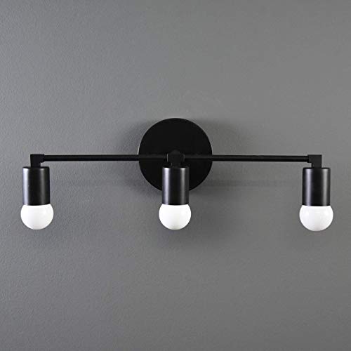 Handmade in U.S.A. Bathroom Vanity Sconce Matte Black Mid Century Modern Downward 3 Light Wall Sconce