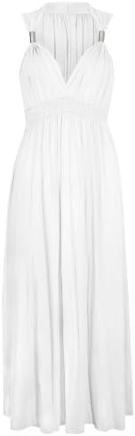 Ladies Long Stretch Womens Maxi Dress Coil Spring 1 Size (1 Size, White)