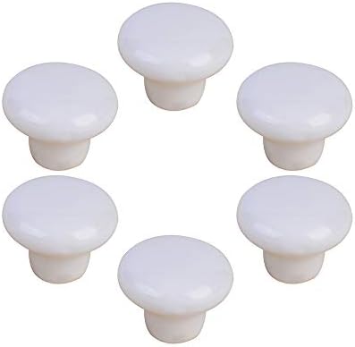Uulu 6個入 マカロン セラミックつまみ 取っ手 かわいい 円形引き出しノブ 子供 戸棚引き ハンドル グリップ タンスノブ キャビネット モダンなスタイル Diy 白 棚のツマミ 可愛い 工具 人気ブランド多数対象 ハードウェア 扉 2種類のネジ付き 建築金具