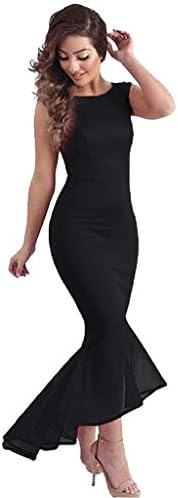 Daylin Women Dress Irregular Mermaid Fishtail Sleeveless Daily Formal Evening Party Fishtail Ball Gown Mid-Calf