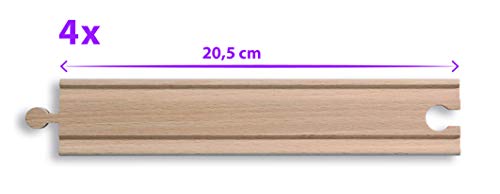 Eichhorn 100001411 - Bahn, lange gerade Schienen 20,5 cm, 4-tlg. FSC 100% Zertifiziertes Buchenholz, mit fast allen… – Bild 4