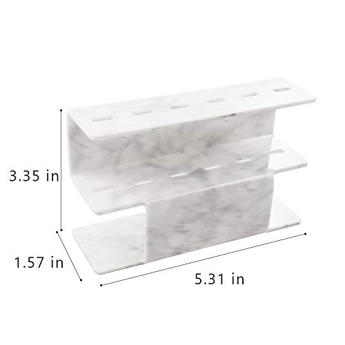 1pc Tweezer Display Stand Durable Acrylic Eyelash Extension Tools Storage Holder Tweezers Scraper Shears Organize Rack, 6 Holes, Marble