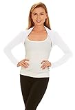 Red Hanger Women Bolero Long Sleeve Shrug Crop Top, White-XL