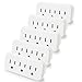 3 Outlet Wall Adapter Extender, Mini Grounded Plug Splitter, 15A/125V/1875W, ETL Listed, White, 5 Pack
