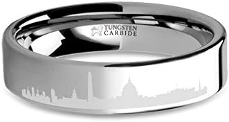 Washington DC City Skyline Cityscape Engraved Tungsten Ring - 6 mm