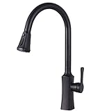 KOFOS Single Handle High Arc Matte Black Kitchen Faucet, Kitchen Sink Faucet With Pull Down Sprayer