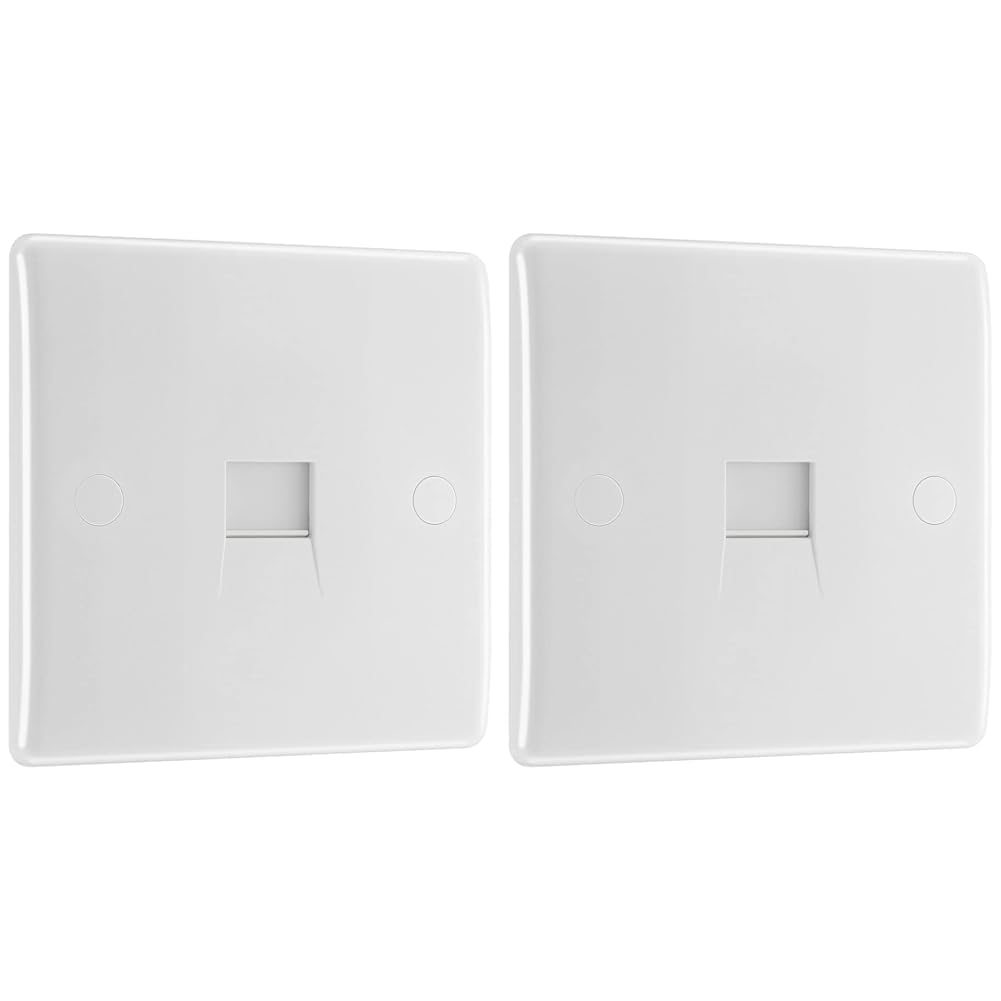 BG Electrical 8BTS/1-01 Single Secondary Telephone Slave Socket, Round Edge, White (Pack of 2)