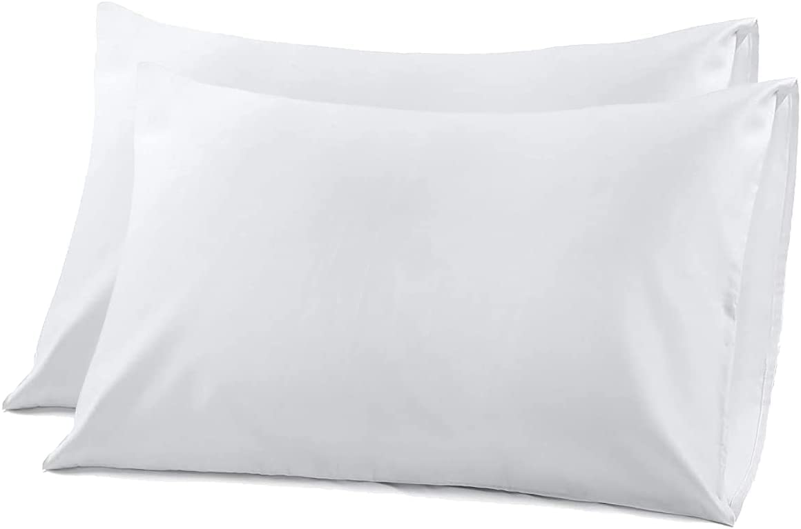 Hajran Linen - 100% Egyptian Cotton King Size House Wife Pillowcase Pack of 2 | 220 Thread Count Hotel Quality | Envelope Closure Pillow Covers | Soft & Durable Pillow Protectors (White, 50 x 90 cm)
