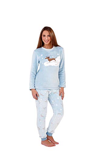 [- Womens Ladies Animal Print Warm Pyjama Cosy Soft Fleece Nightwear Loungewear PJ  -]