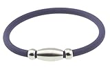 Navy Blue Silicone Rubber Bracelet / Anklet Titanium [Ion Therapy] Magnetic Clasp Small Unisex Size for Women Boy Girl Men