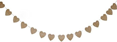 G2PLUS Reusable Heart-Shaped Burlap Banner, 15PCS Rustic Wedding Hessian Bunting
