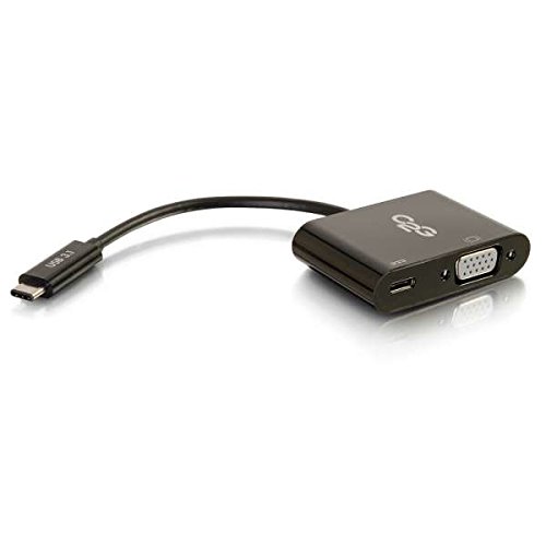 C2G/Cables to Go 29533 USB-C to VGA Video Adapter Converter with Power Delivery, Black