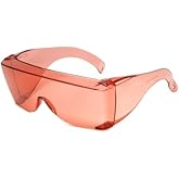 Medspex 3000 FL41 Pink Fitover Safety Glasses Wear Over Prescription Glasses Migraine Glasses FL-41 Light Sensitivity Glasses Women Men Outdoor Indoor Blue Light Blocker Over Glasses Eye Protection