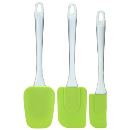 Flexible 3-Piece Silicone Spatula Set, Heat Resistant And BPA Free (Green)