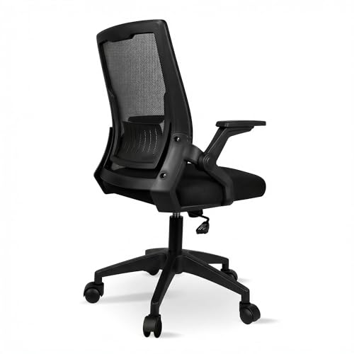 VIDITA Silla Escritorio con Respaldo de Malla Transpirable Color Negro | Silla de Oficina ergonómica-Cojín relleno de látex Ajustable Reposabrazos Sillas Ergonómicas para Escritorio Home Office