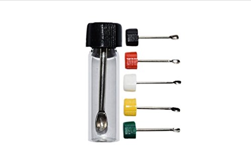Small Glass Bottle with Snuff Spoon -High End Pocket Sized Glass Vial (Black)