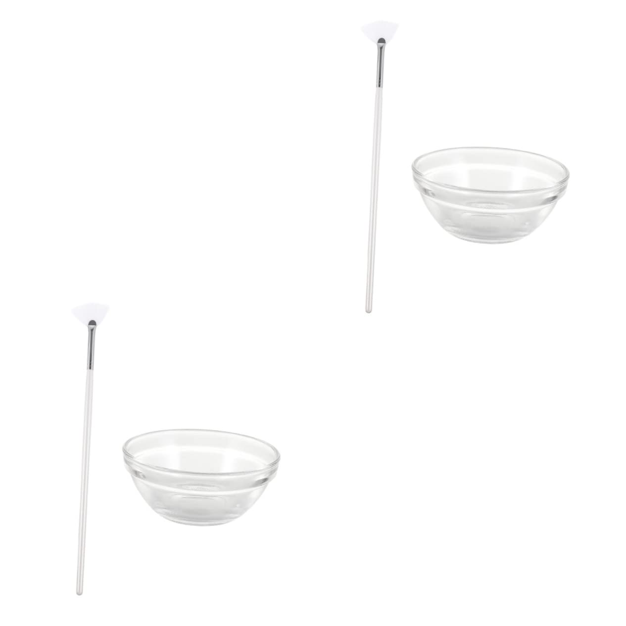 2pcs Sleeping with Cosmetic Lotion Peel Bowl Beauty Modeling DIY Silicone Makeup Applying Tools Brush Masques Soft for Kit Facial Salon Tool Applicator Fan