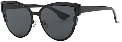 Bomloja Luxury Vintage Metel Frame Black Cat Eye Sunglasses for Women