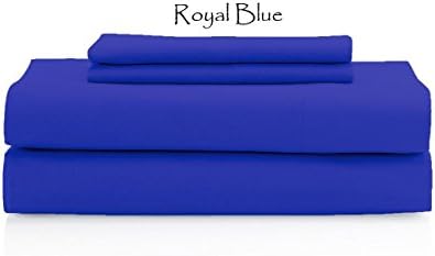 USA SHEETS Hotel Collection 4-PCs Bed Sheet Set Egyptian Cotton 600 Thread Count Sateen Solid 21" Inches Deep Pocket (Queen XL Size, Royal Blue)