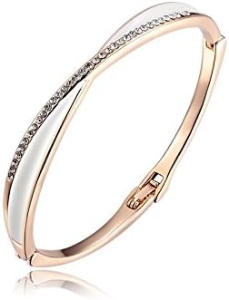 Austrian Crystal Rose Gold Plated Enameled Bracelet for Women