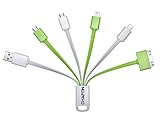 【Only Charging】Multi USB Cable,Chafon 6 in 1 Multiple Charging Cable with 8 Pin Lighting /30 Pin/2 Micro USB /Mini USB Ports for Universal Use(Green+white)