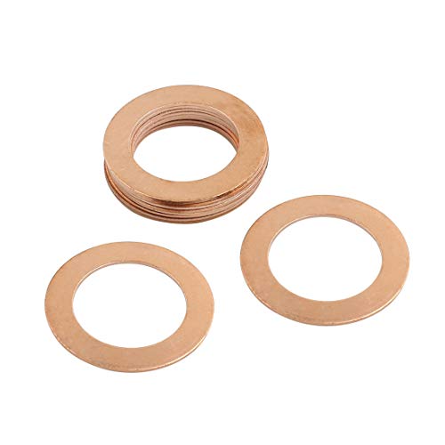 X AUTOHAUX 10pcs 26mm Inner Diameter Copper Washers Flat Sealing Gaskets Ring