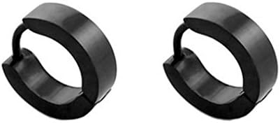 Ximei Durable Stainless Steel Clip On Hoop Huggie Earrings for Men Boys 4 Colors Available (Black)