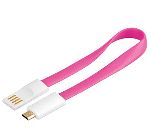 PremiumCord Magnet USB - Micro USB Connection Cable 20 cm, USB A Male to Micro B Male, USB 2.0 High Speed Data Cable, 5 Pins, 2 x Shielded, AWG28, Colour Pink, Length 20 cm