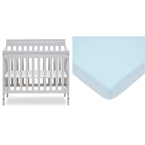 Dream On Me Aden 4in1 Convertible Mini Crib in Grey, Greenguard Gold
