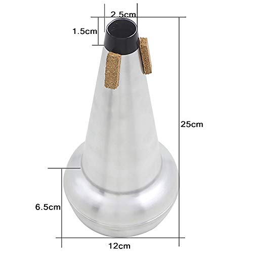 SODIAL 1Pc Light-Weight Practice Trombone Straight Mute Silencer Sourdine Aluminium For Alto Tenor Trombone Silver