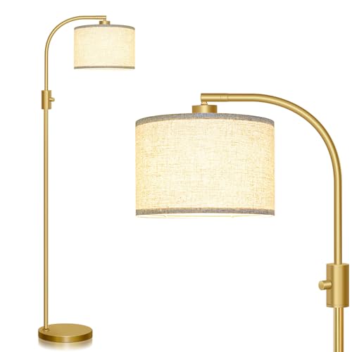 Nintiue Arc Dimming Floor Lamp, 1200LM LED Bulb Included, Floor Lamp Living Room Floor Lamp with Beige Shade and Heavy Base for Living Room Bedroom