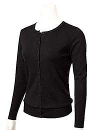 ARC Studio suéter tipo cardigan de tejido delicado, manga larga, cuello redondo, con botones, para mujer (S-3XL)