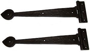 15" Spear End Door Tee Hinges in Black Cast Iron (Pair)