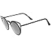 zeroUV Womens Fashion Round Metal Cut-Out Flash Mirror Lens Cat Eye Sunglasses (Black/Smoke)