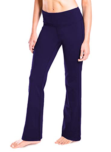 Yogipace 27″/28″/29″/30″/31″/32″/33″/35″/37″ Inseam,Petite/Regular/Tall, Women’s Bootcut Yoga Pants Long Workout Pants, 31″, Navy Blue Size XS