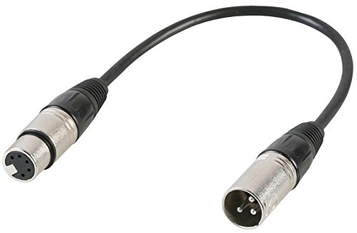 PULSE PLS00347 3 Pin XLR Male to 5 Pin XLR Female DMX Adaptor Lead, 0.22m,black, 0.22 m