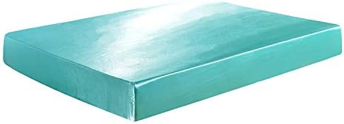 Moange Soft Plain Silk Fitted Sheet Satin Bed Cover Home Bedroom Bedsheet Twin Queen King Size 180200 Bedspread Bed Sheets Drap Housse Lake Blue UK -Super King