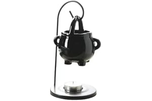 Makimoo Hanging Pagan Cauldron Oil Burner, Black Wax Warmer Aroma Diffuser, with Handle, for Essential Fragrance Wax Melts, Enchanting Witches' Home Decor Element.