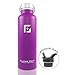 Glacier Point Vacuum Insulated Stainless Steel Water Bottle 25oz|17oz Double Walled Construction Premium Powder Coat Two Lids (Purple, 25 OZ)