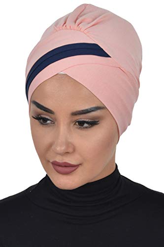Instant Turban Cotton Scarf Head Wrap Cancer Chemo Headwear Two Colr Powder Blue
