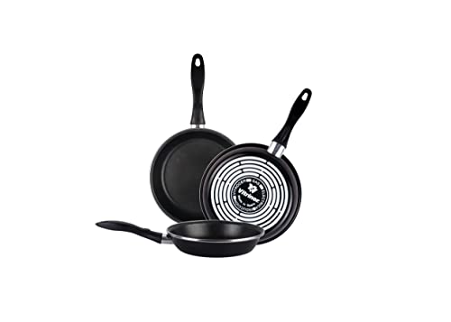 Magefesa Black - Juego de 3 sartenes (20/24/28) cm de acero vitrificado exterior color negro. Antiadherente bicapa reforzado, aptas para todo tipo de cocinas, especial inducciĂłn.