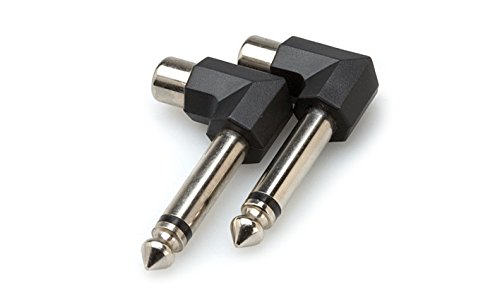 Hosa GPR-123 RCA To 1/4 Inch TS Right-Angle Adaptors, 2 Pieces