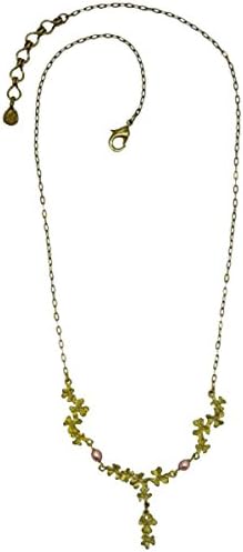 Pink Clover Leaf &amp; Pearl Necklace by Michael Michaud d for Silver Seasons - NEW