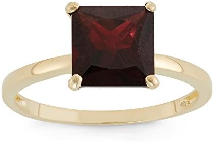 Celebration Moments 10K Gold Gemstone 8mm Princess Cut Ring - Choose Your Color (Sizes 5-10)