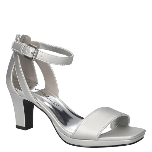 Easy Street Women’s Ro Heeled Sandal, Silver, 6.5