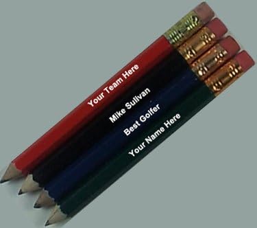 ezpencils - Personalized Assorted colors Golf Pencils- 24 pkg - Tipped with eraser - FREE PERZONALIZATION
