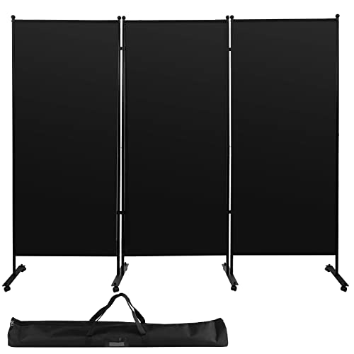 ZBPRESS Room Divider with Wheels,3 Panels Iron Heavy Duty Office